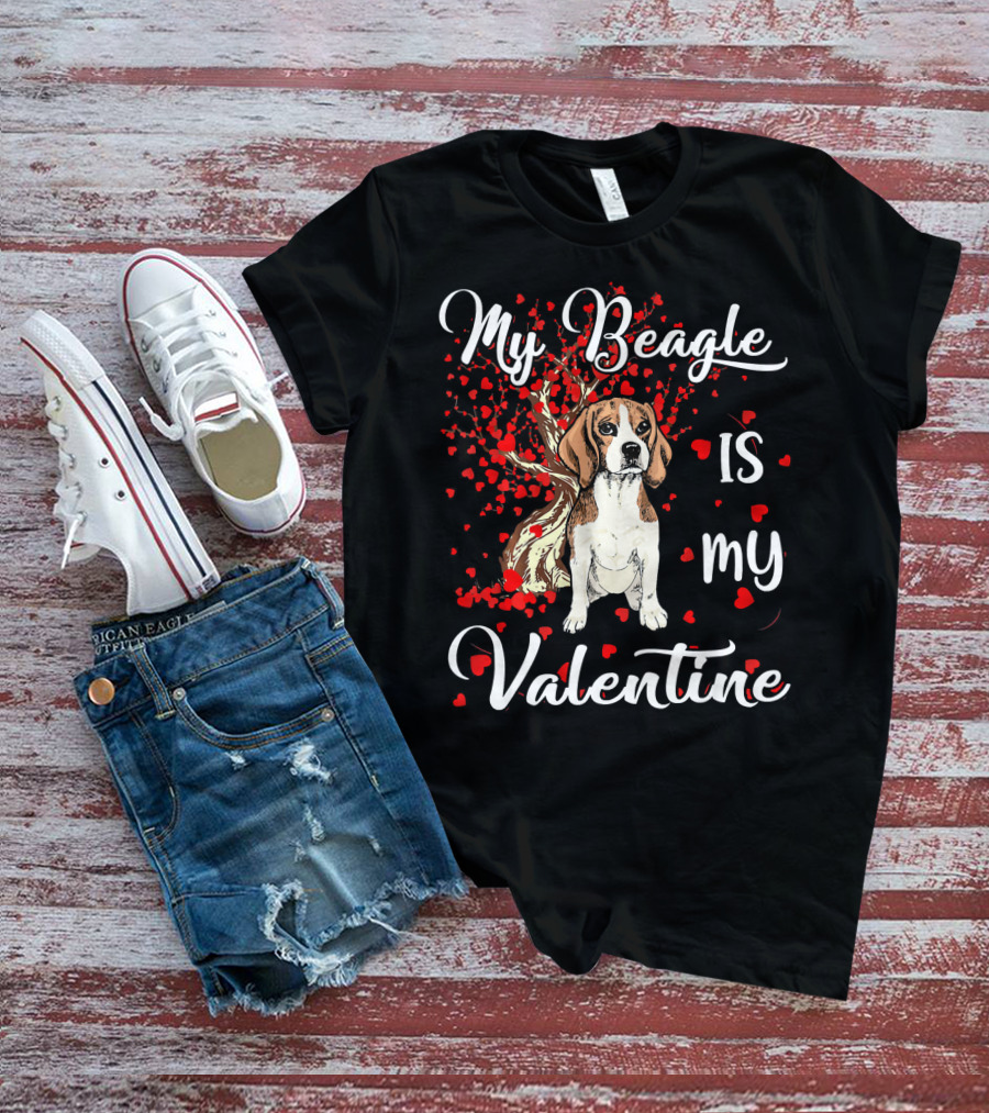 My Beagle Is My Valentine Hearts T-Shirt