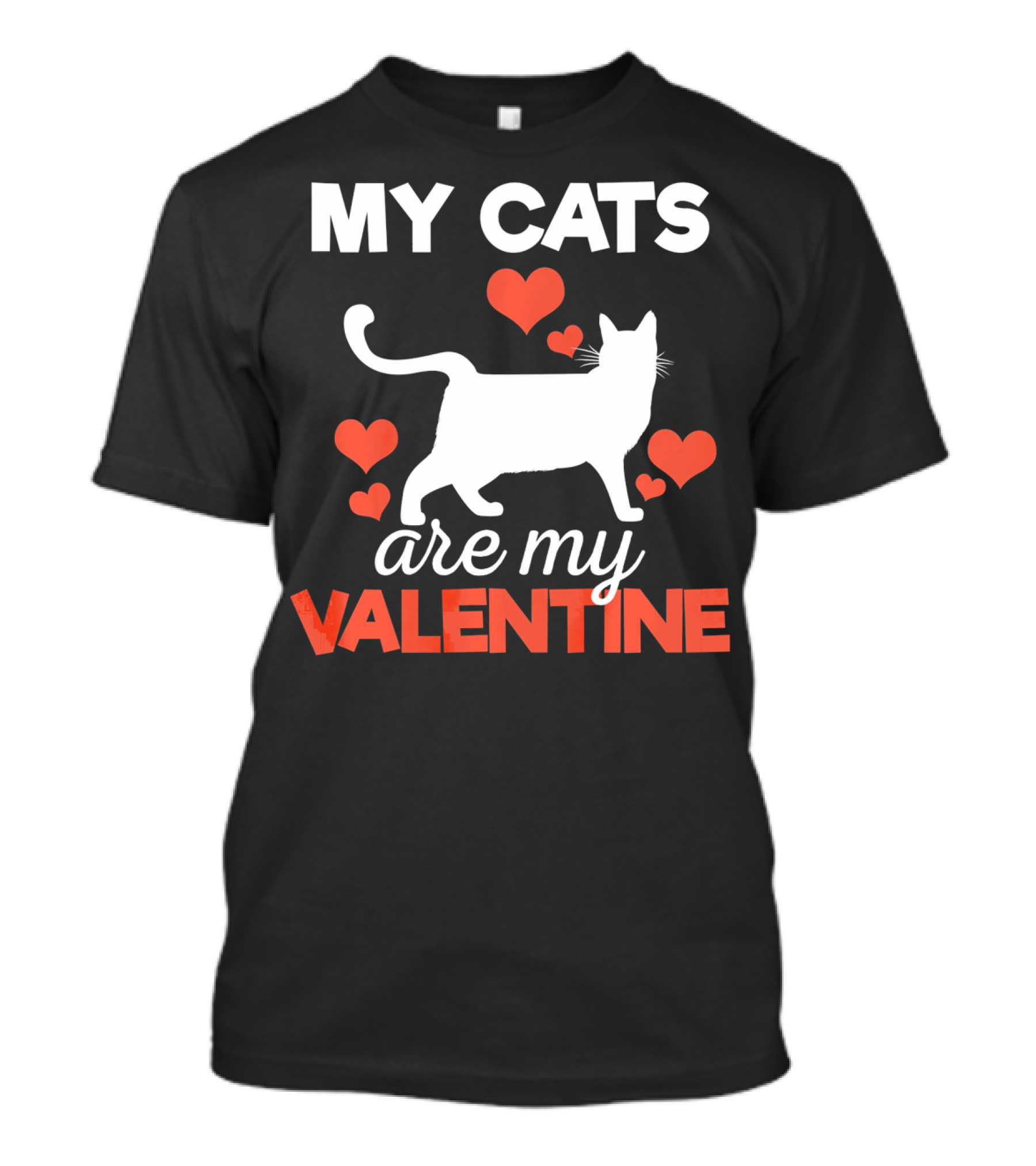 My Cats Are My Valentine Cute Kitten Hearts T-Shirt