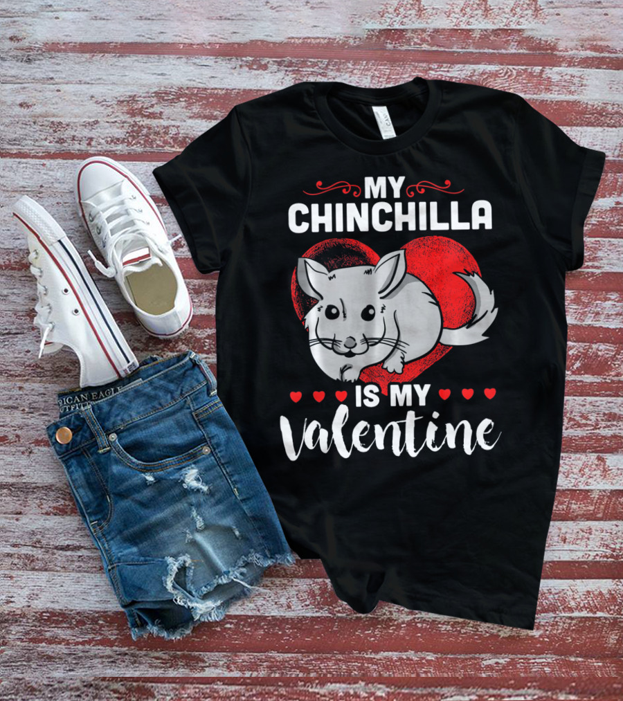 My Chinchilla Is My Valentine Red Heart T-Shirt