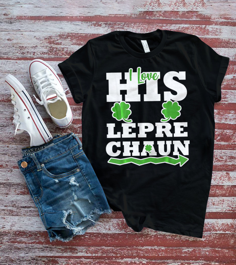 St Patricks Day Couples Love His Leprechaun Shamrock Arrow T-Shirt