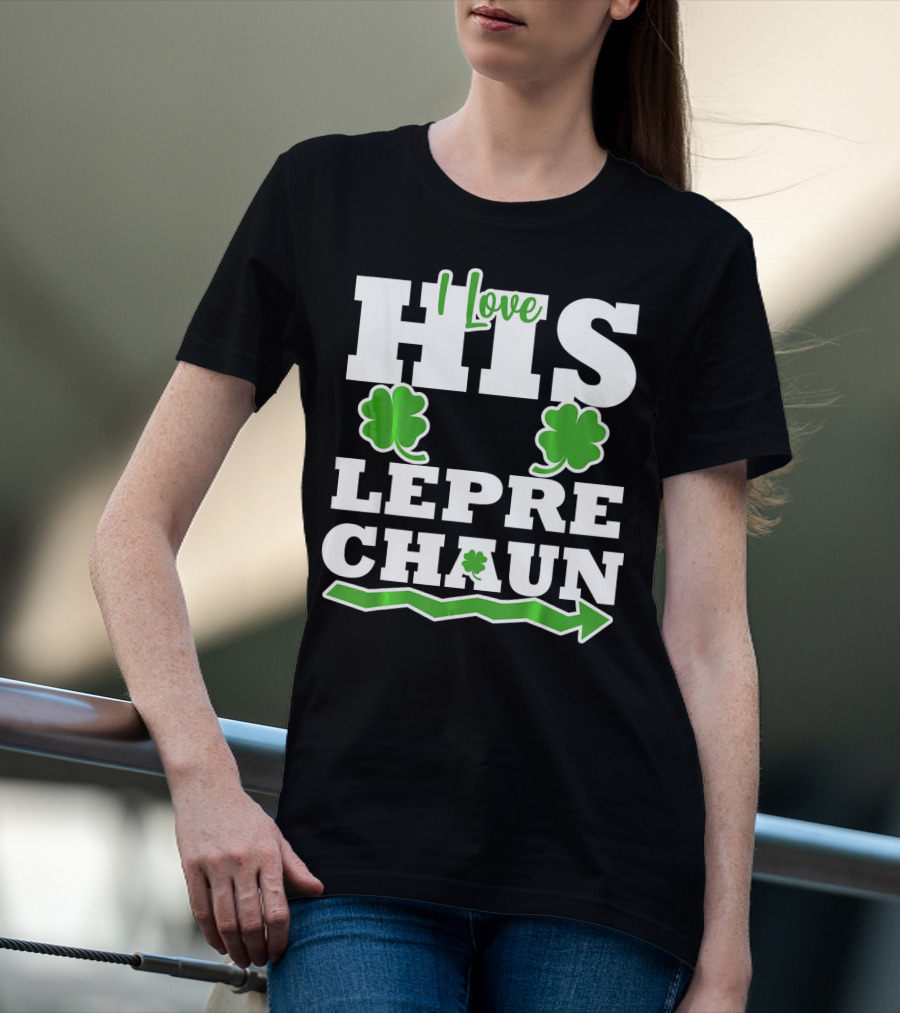 St Patricks Day Couples Love His Leprechaun Shamrock Arrow T-Shirt