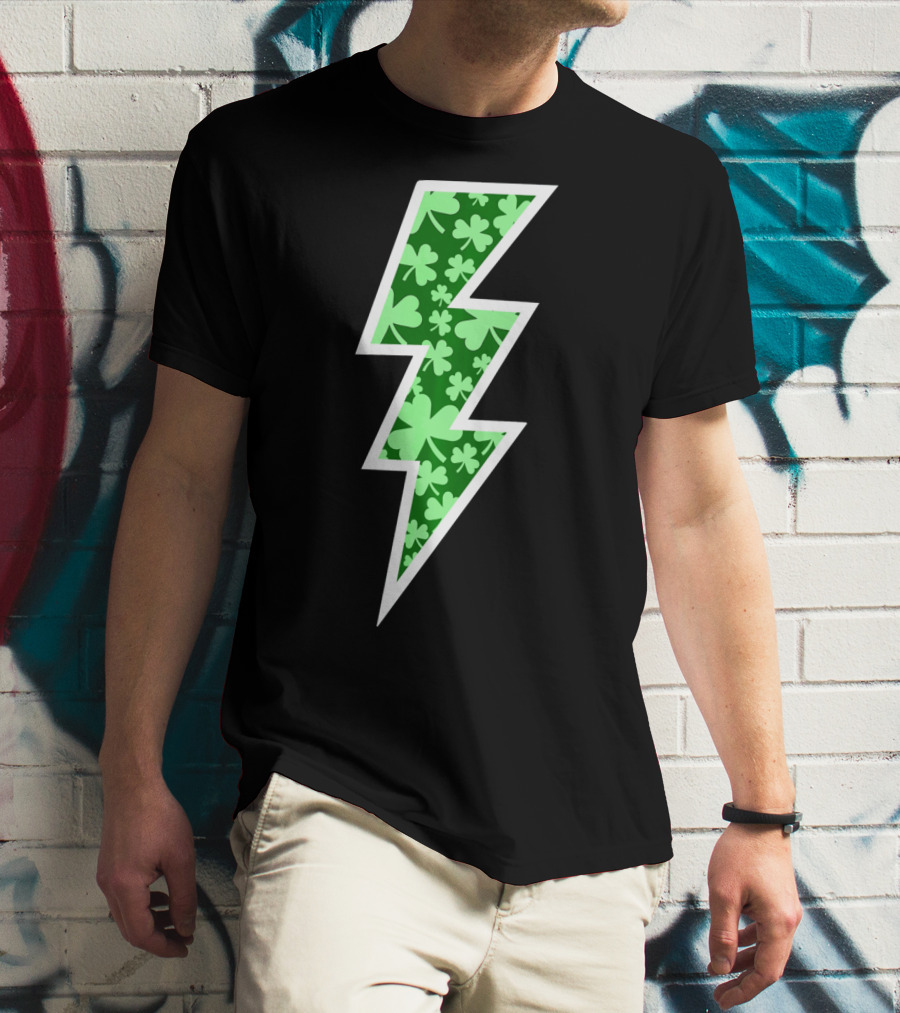 Lucky Irish Clover Lightning Bolt St. Patricks T-Shirt