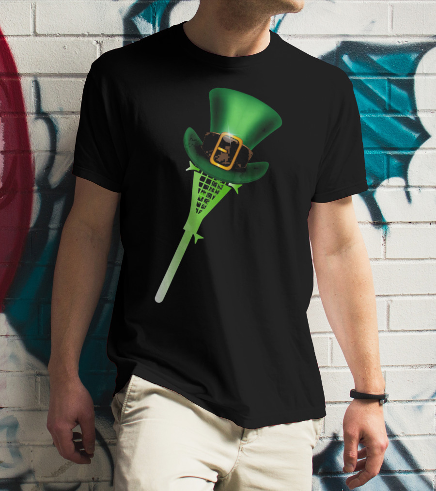 Leprechaun Shamrock Lacrosse Hat St Patricks T-Shirt
