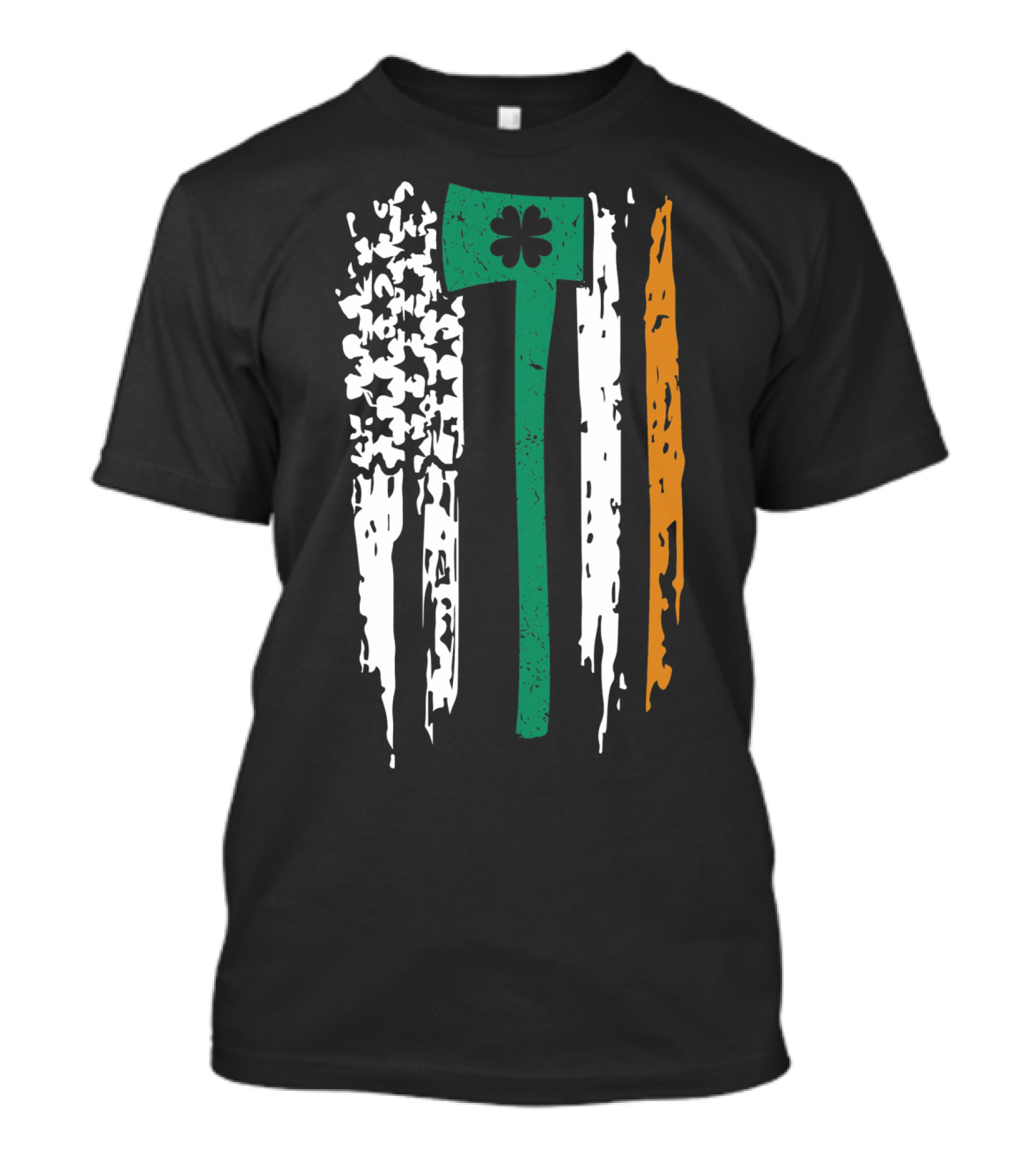 Irish Boston Firefighter Shamrock Axe Flag T-Shirt