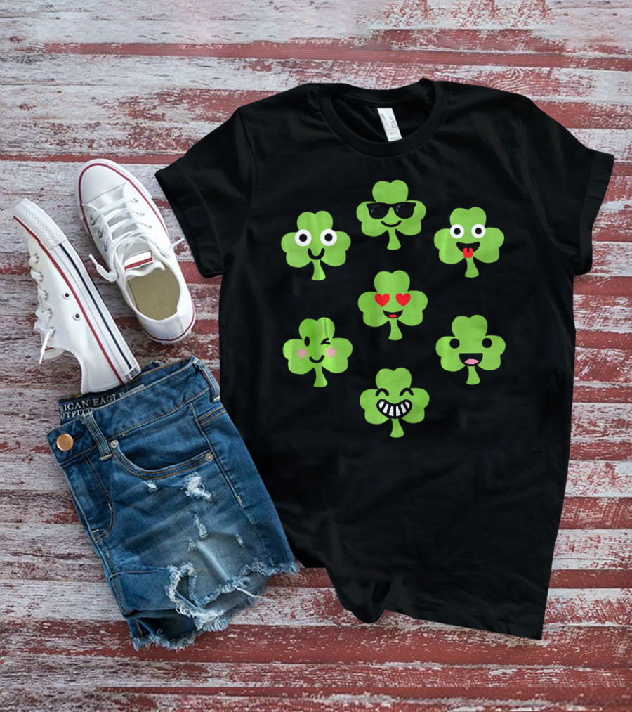 Emoji Shamrock Faces Lucky St. Patrick's Day T-Shirt
