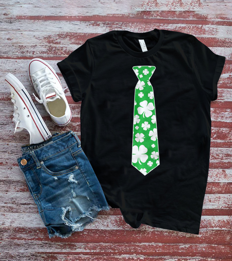 St Patricks Day Irish Shamrock Green Tie T-Shirt