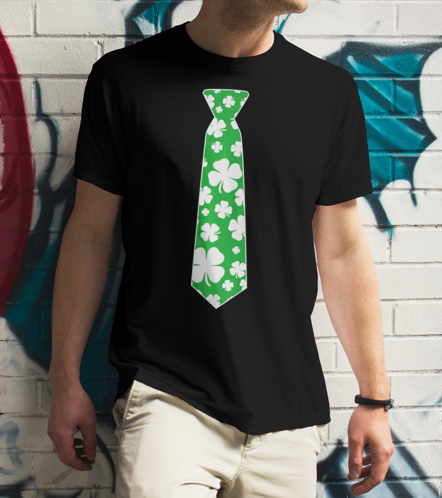 St Patricks Day Irish Shamrock Green Tie T-Shirt