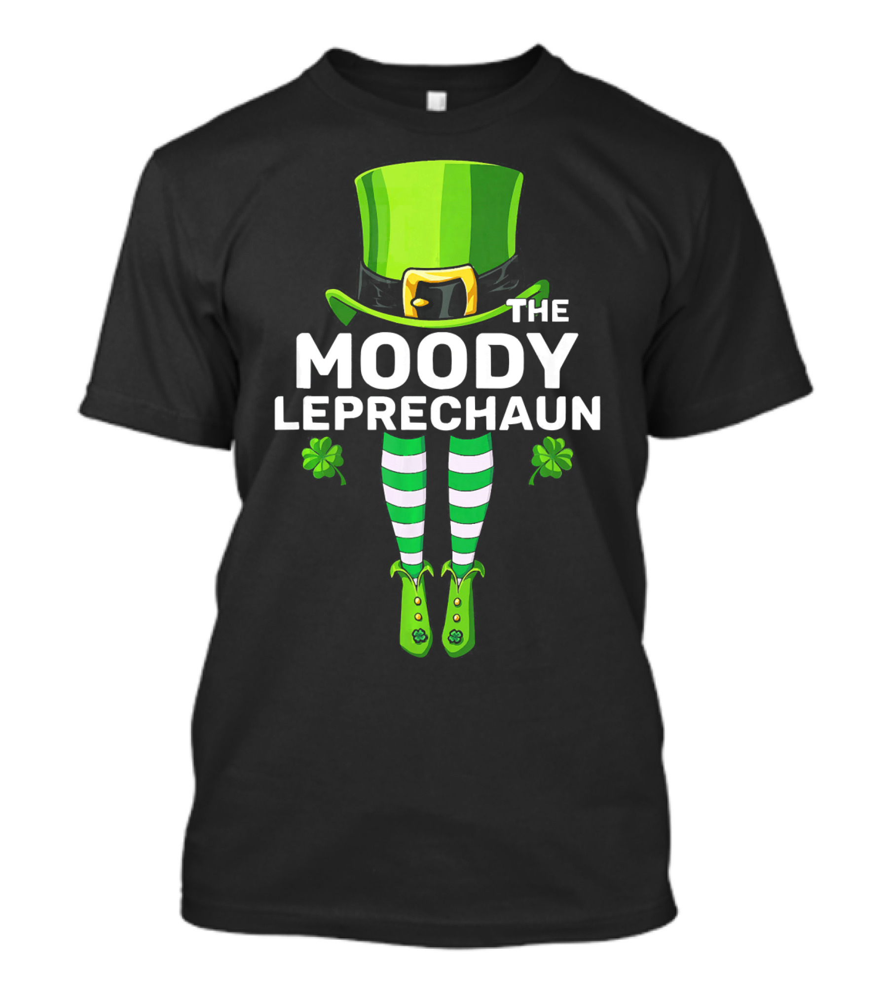 THE MOODY LEPRECHAUN Striped Legs Clover Hat T-Shirt