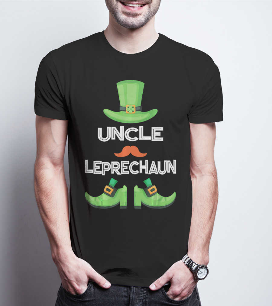 Uncle Leprechaun Green Hat And Shoes St. Patrick's Day Family Matching Group T-Shirt