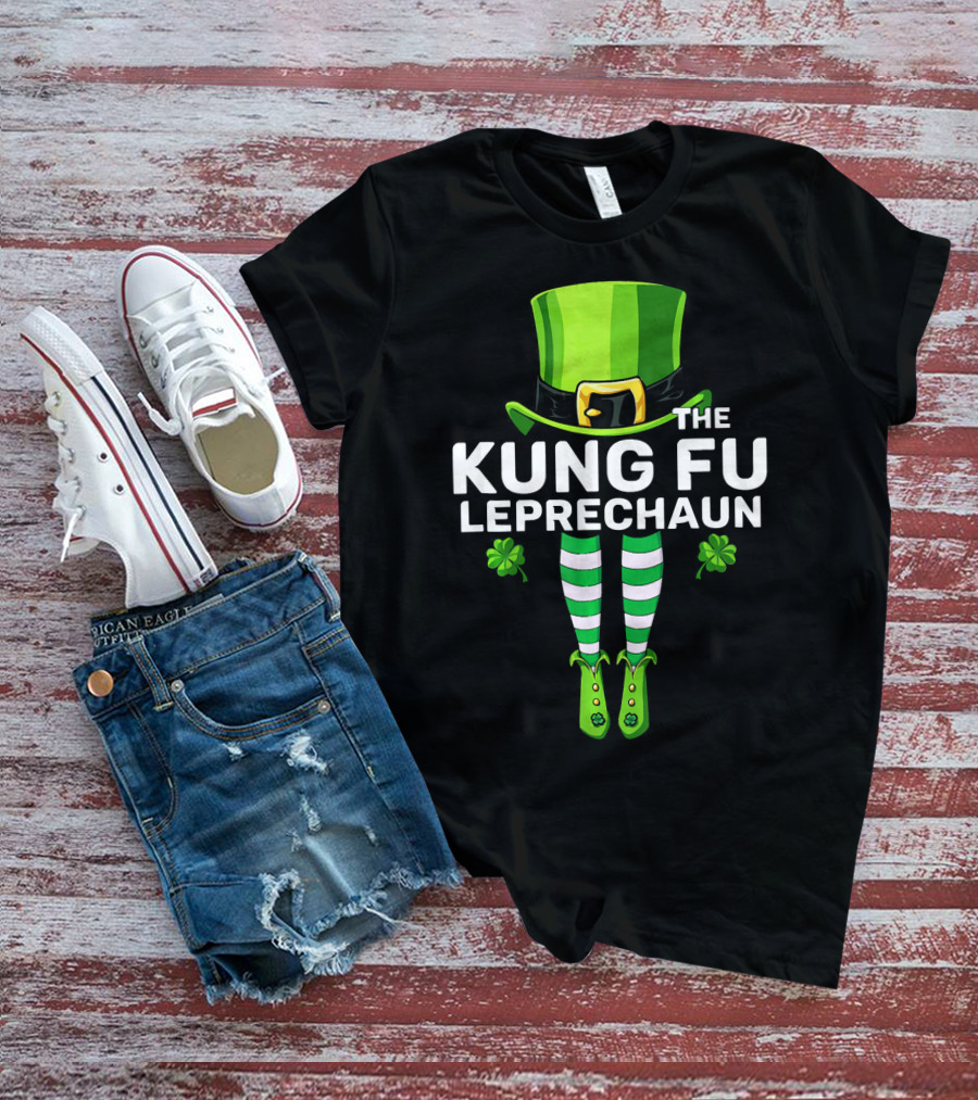 THE KUNG FU LEPRECHAUN Shamrock Legs Hat T-Shirt