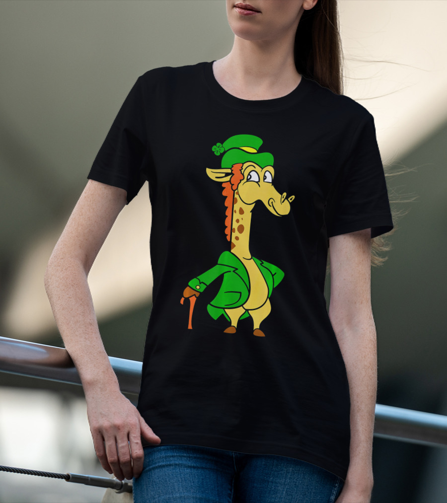 Funny Cool St. Patricks Day Giraffe Iris Leprechaun T-Shirt