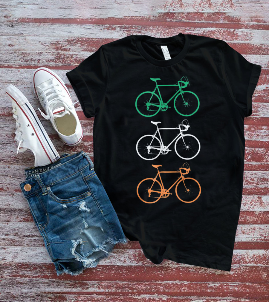 Irish Flag Colors Vintage Bicycles Trio T-Shirt