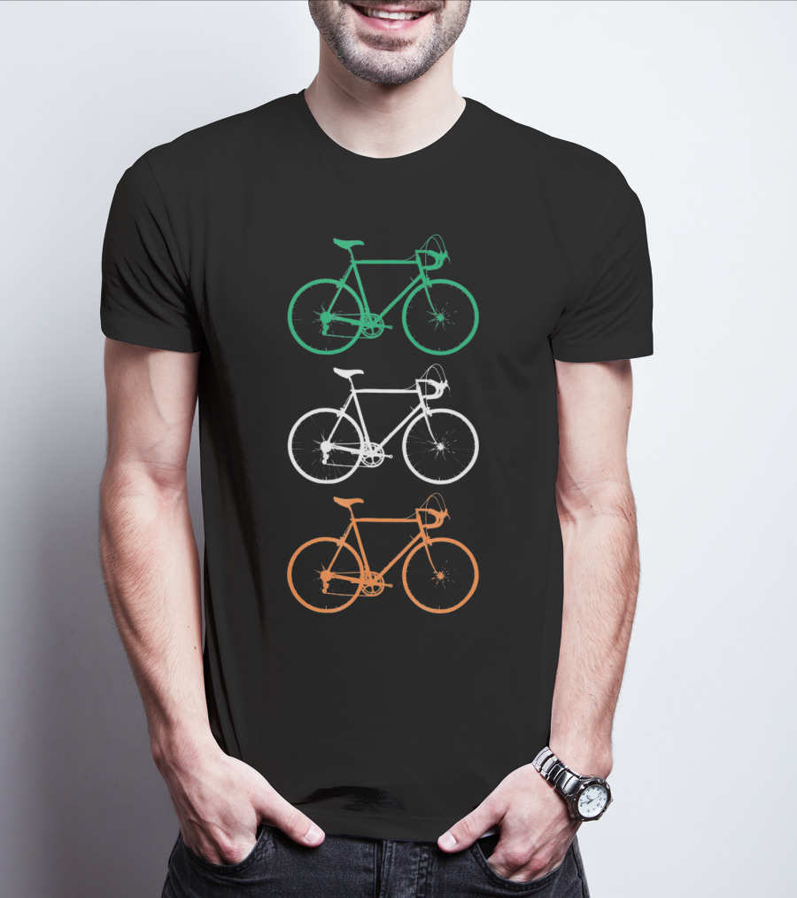 Irish Flag Colors Vintage Bicycles Trio T-Shirt