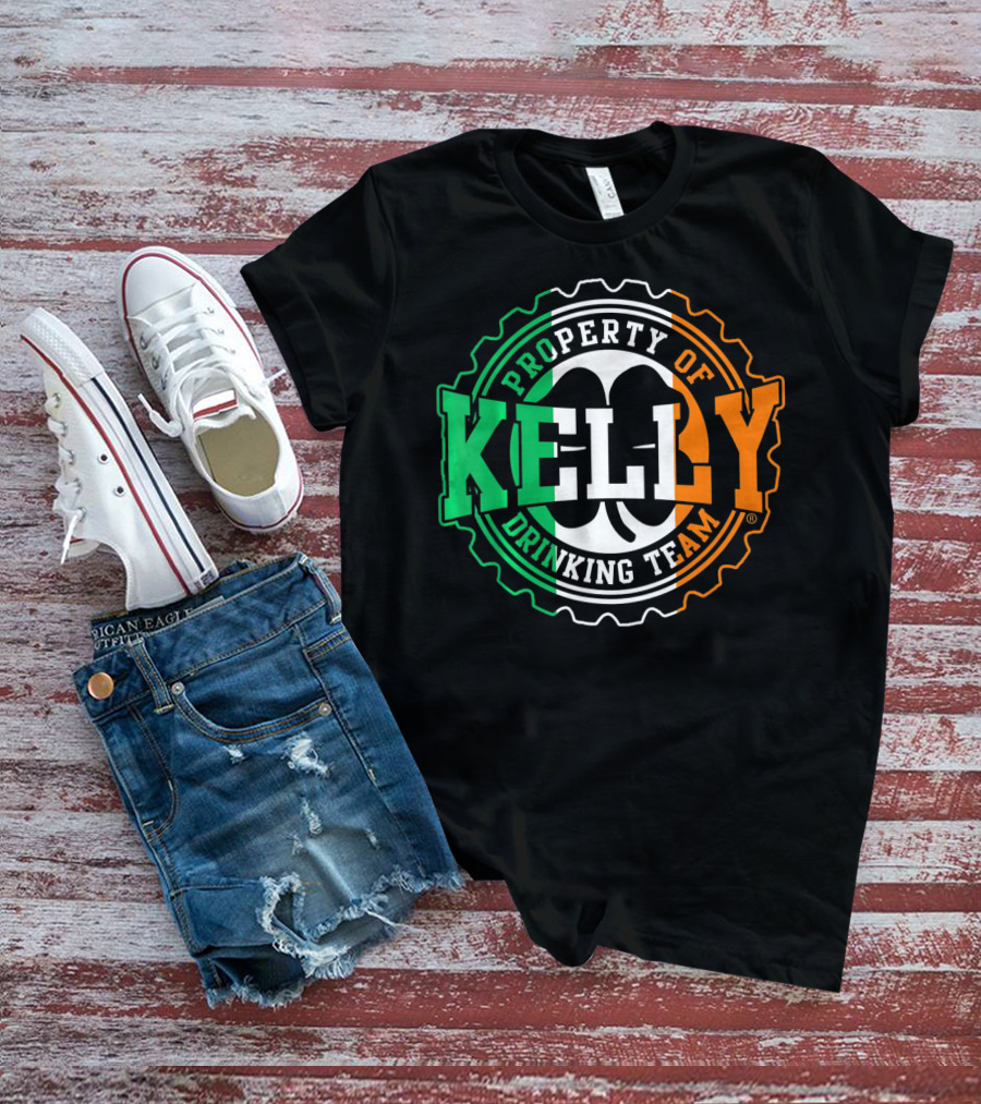 Property Of Kelly Drinking Team Irish Flag Colors T-Shirt