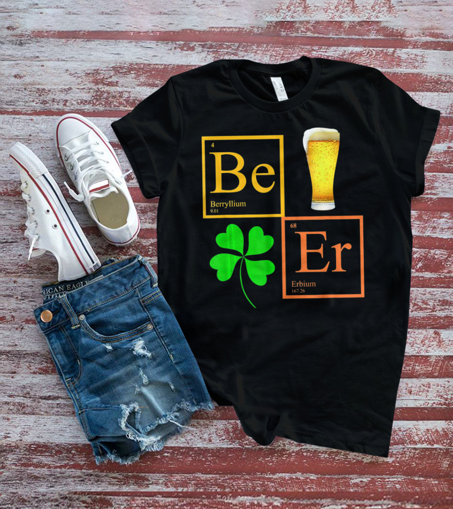 Beer Elements Beryllium Erbium Shamrock Glass T-Shirt