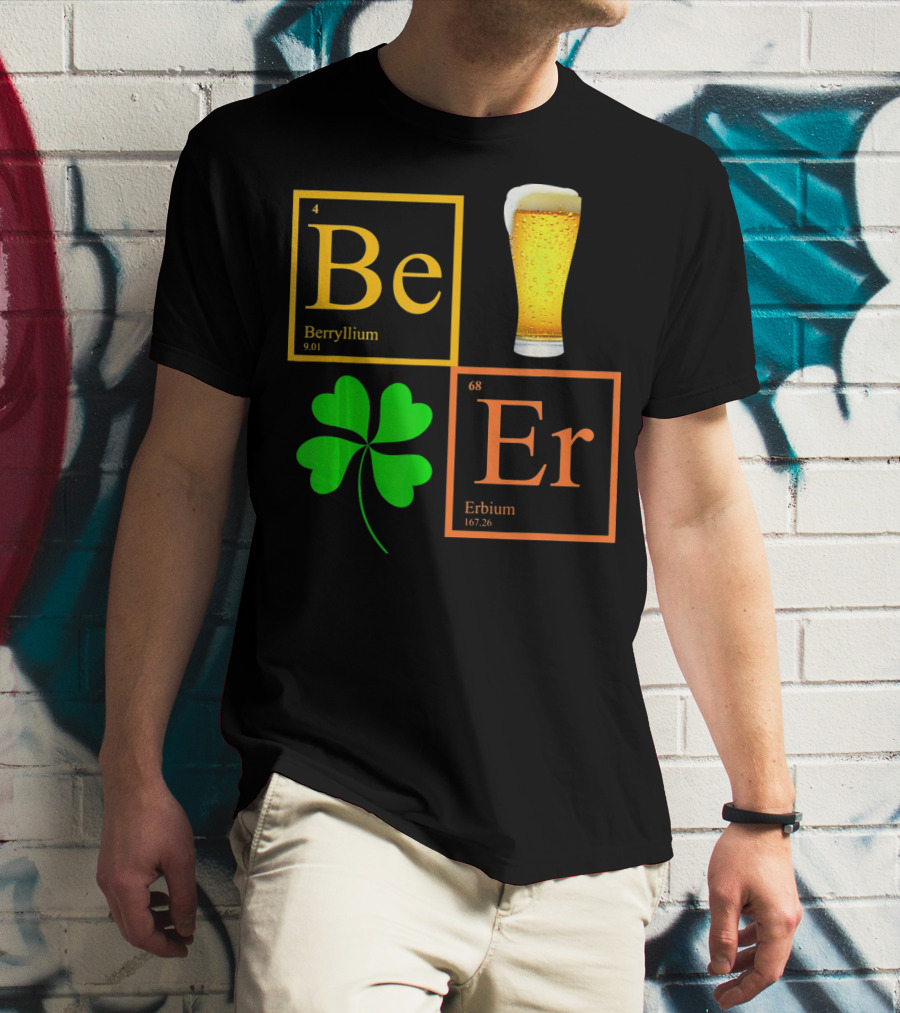 Beer Elements Beryllium Erbium Shamrock Glass T-Shirt