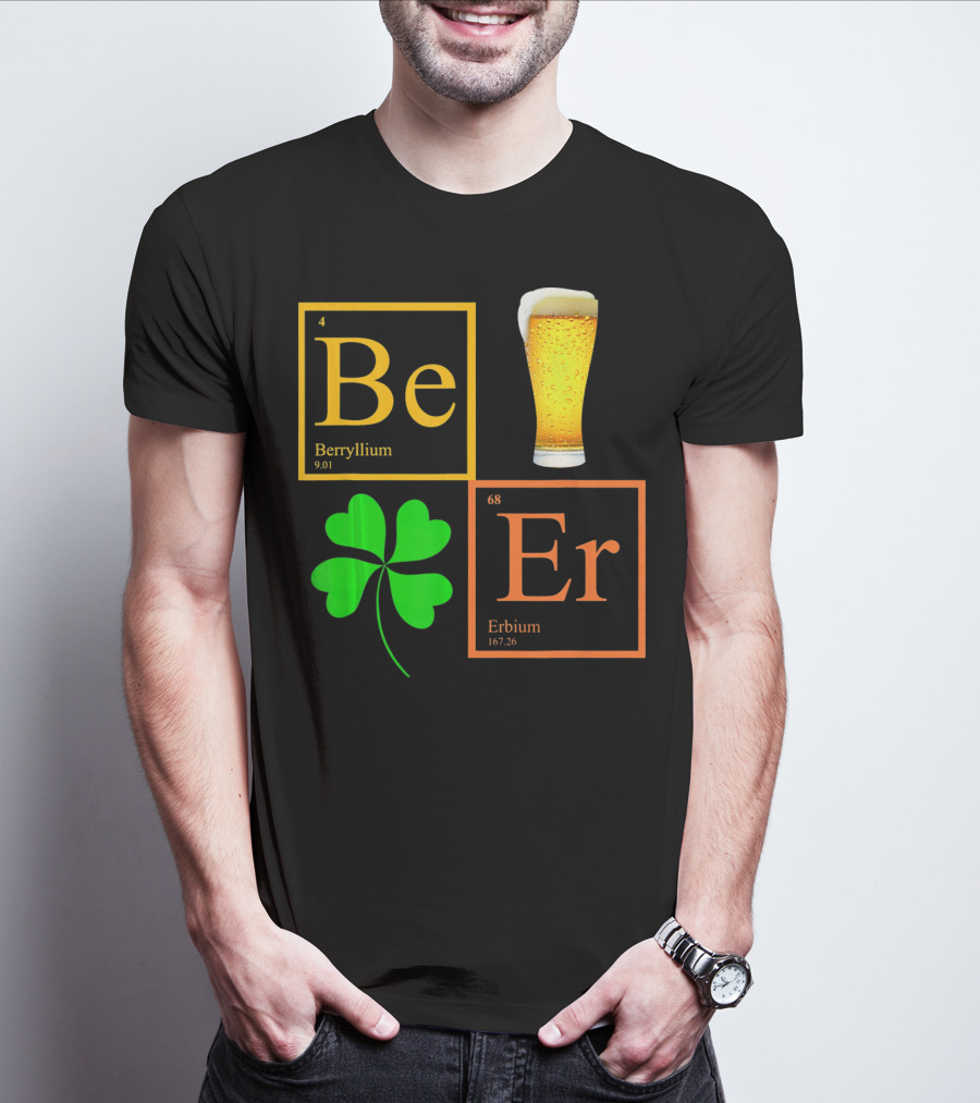 Beer Elements Beryllium Erbium Shamrock Glass T-Shirt