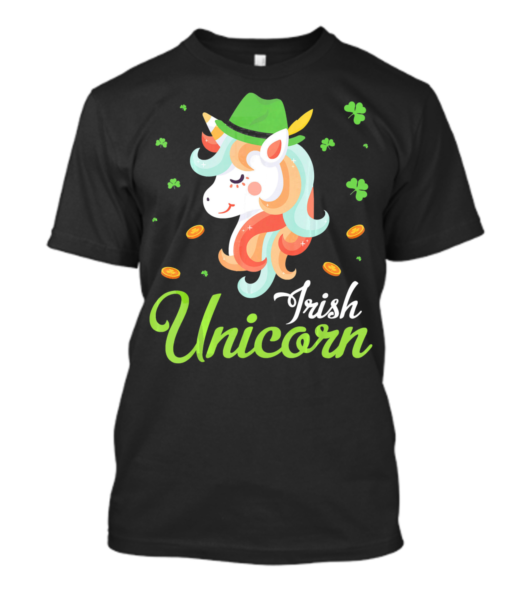 Irish Unicorn Leprechaun Gold Shamrocks T-Shirt