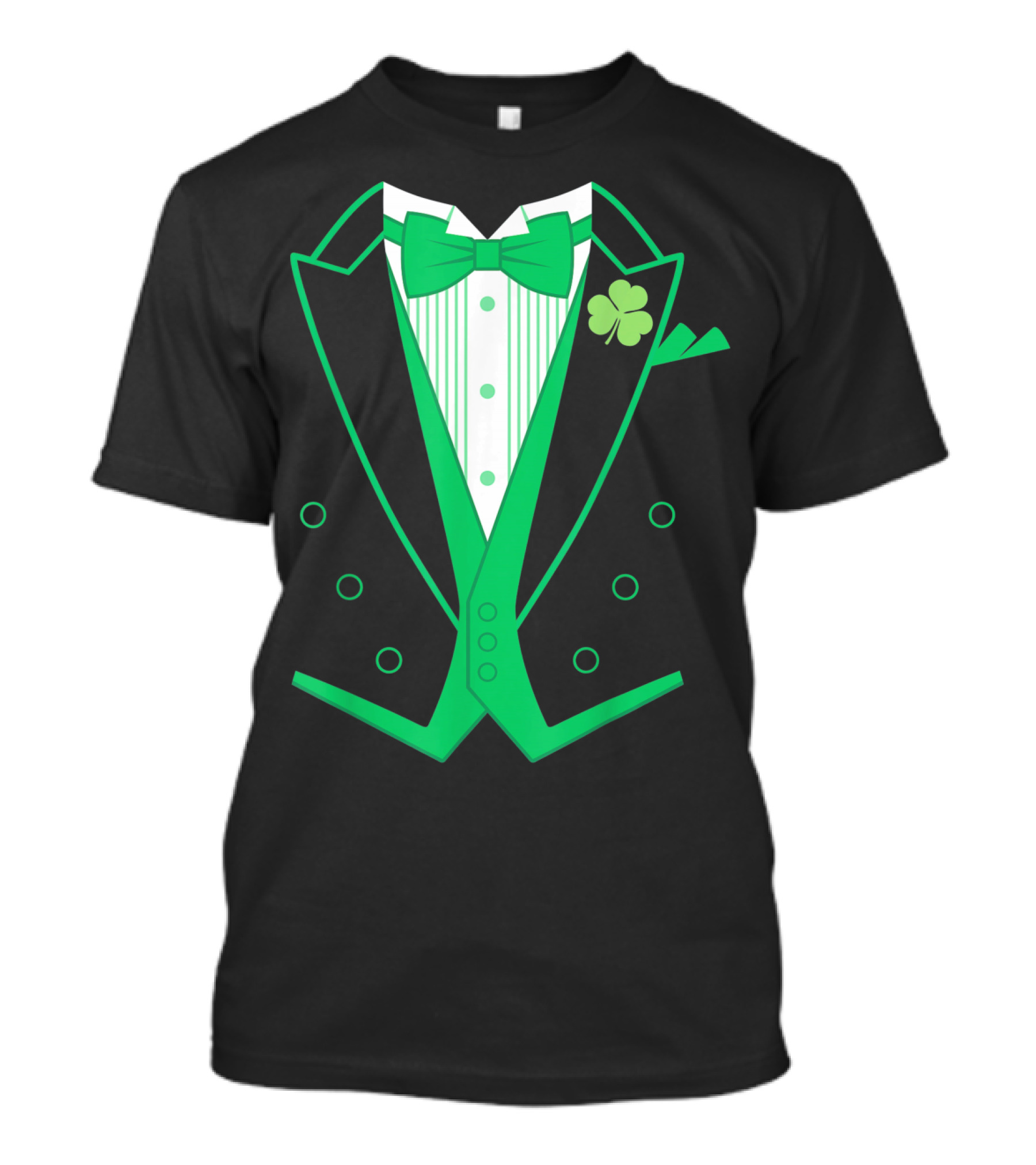 Irish Tuxedo Green Shamrock Bow Tie St. Patrick's Day T-Shirt