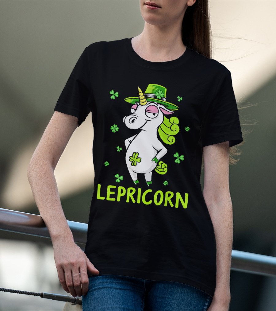 Lepricorn Leprechaun Unicorn St Pat Clover Hat T-Shirt