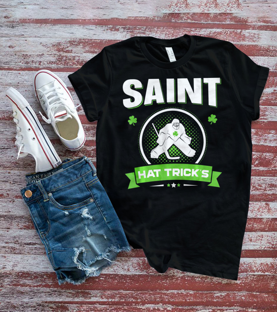 SAINT HAT TRICK'S Hockey Shamrock Irish St Patricks T-Shirt