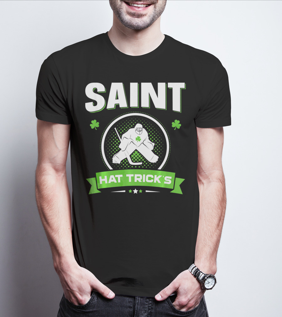 SAINT HAT TRICK'S Hockey Shamrock Irish St Patricks T-Shirt