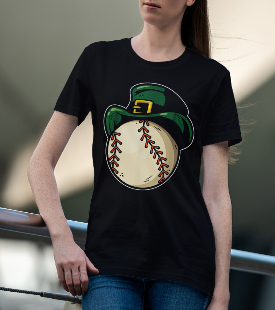 St Patricks Day Baseball With Green Hat Patric T-Shirt