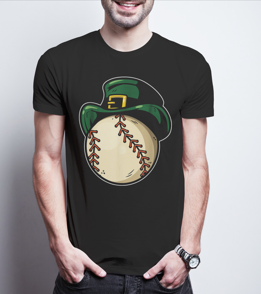 St Patricks Day Baseball With Green Hat Patric T-Shirt