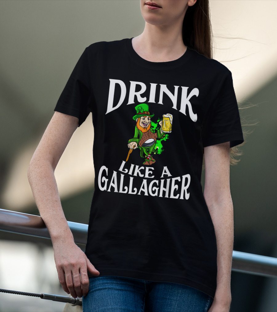 Drink Like A Gallagher St Patrick's Day Leprechaun Beer T-Shirt