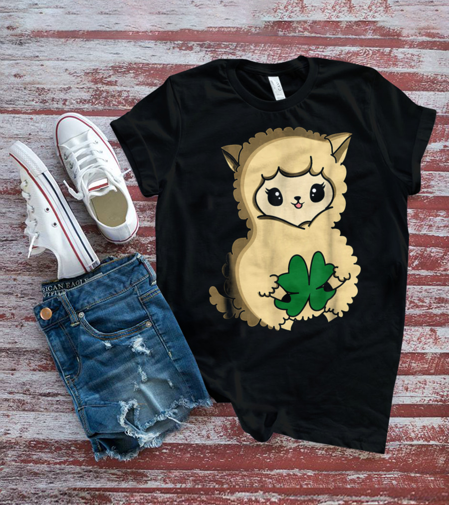 Cute Funny Irish Clover Llama For St. Patrick's Day T-Shirt
