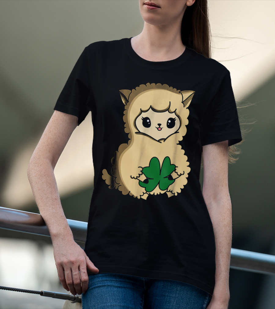 Cute Funny Irish Clover Llama For St. Patrick's Day T-Shirt