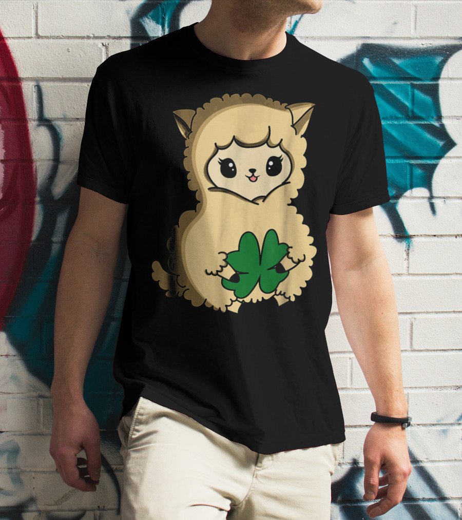 Cute Funny Irish Clover Llama For St. Patrick's Day T-Shirt