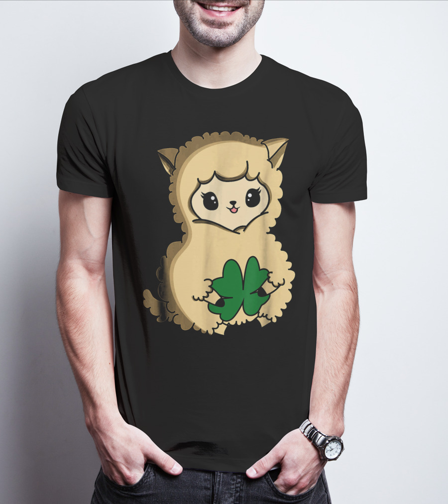 Cute Funny Irish Clover Llama For St. Patrick's Day T-Shirt