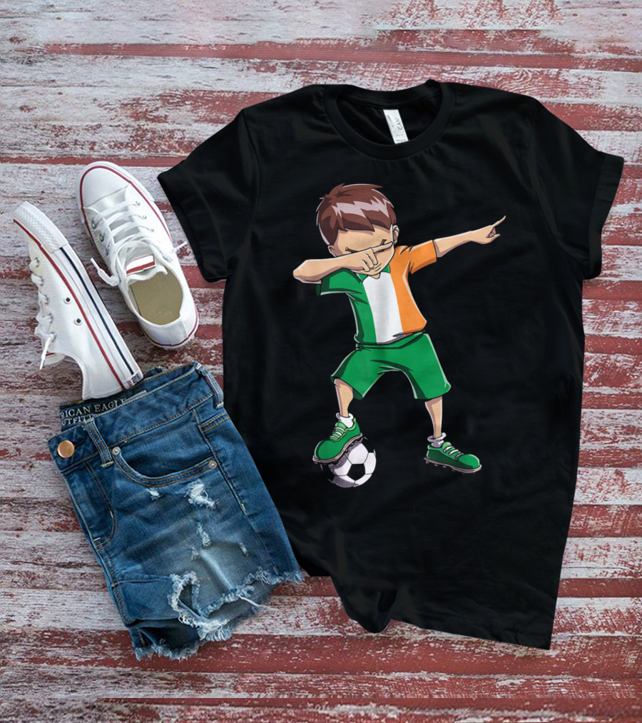 Ireland Soccer Dabbing Boy Football Player T-Shirt