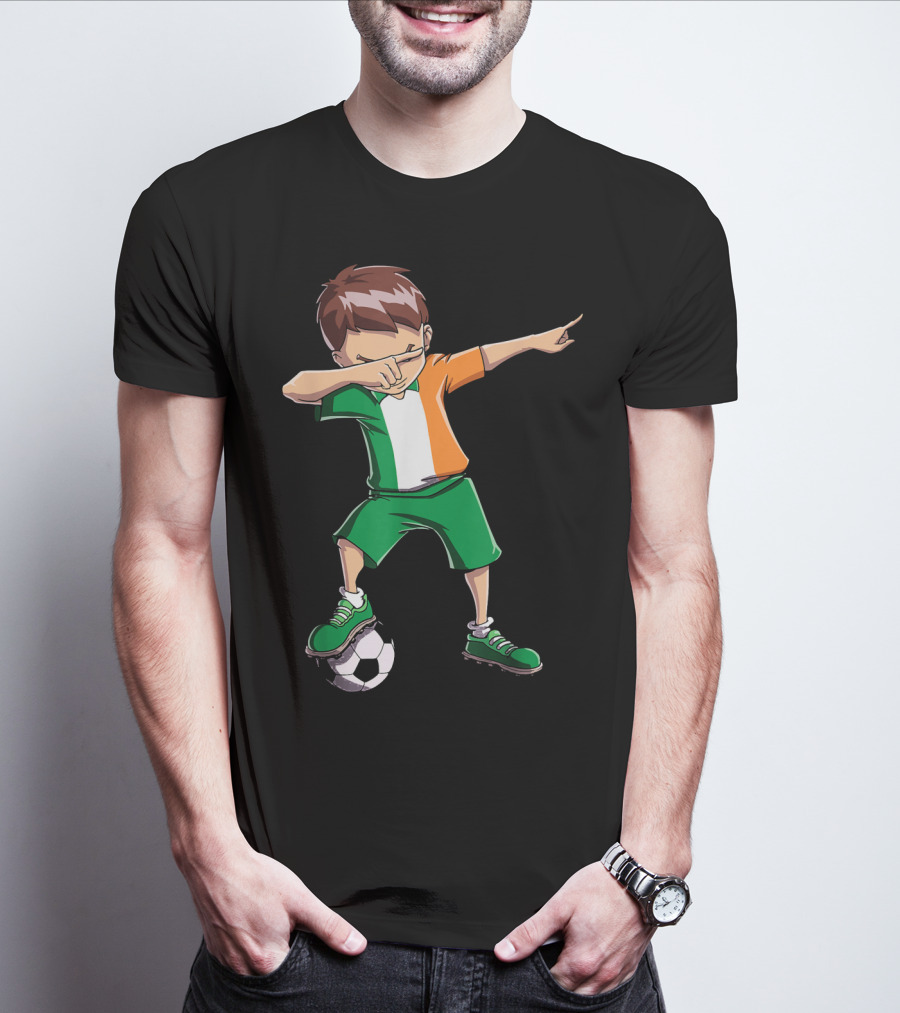 Ireland Soccer Dabbing Boy Football Player T-Shirt