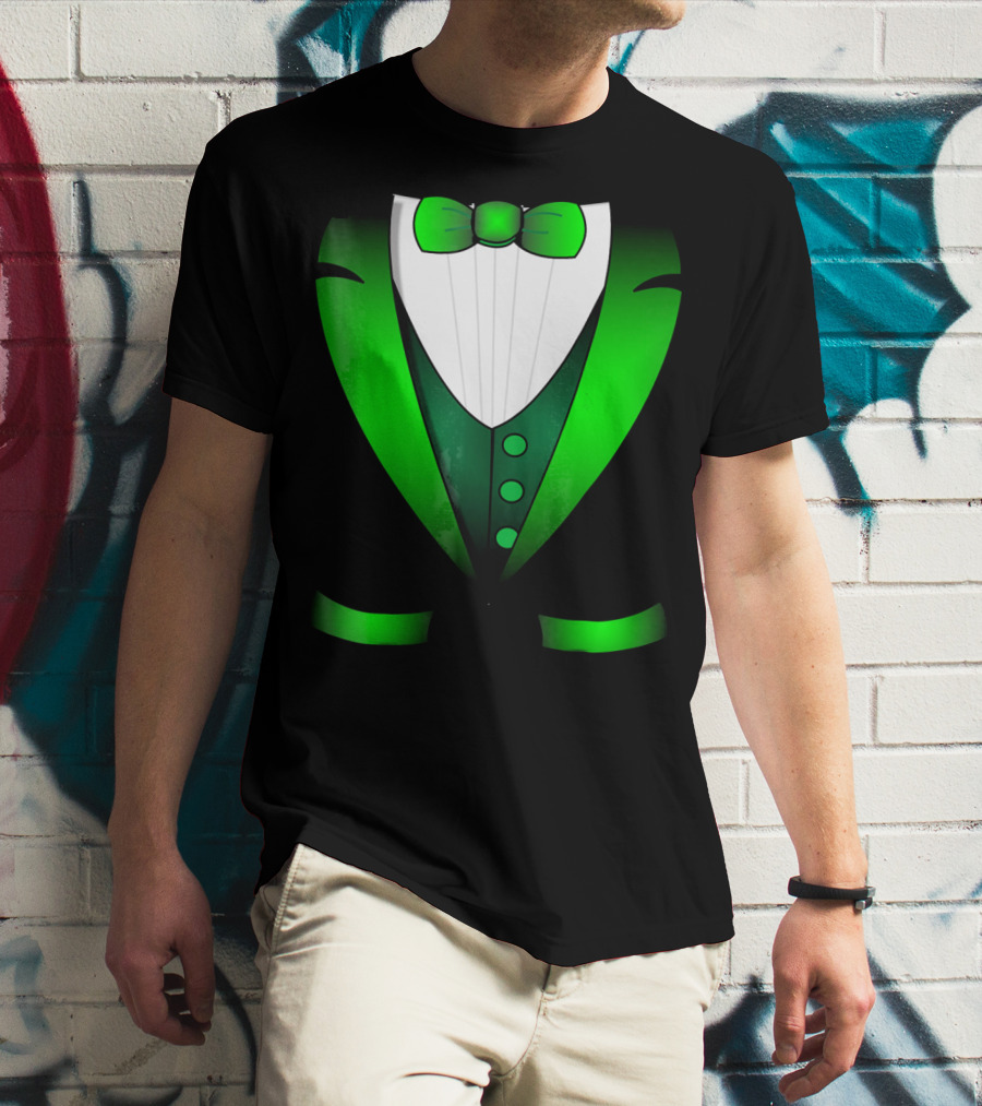 Irish St Patricks Day Leprechaun Green Tuxedo Bowtie T-Shirt