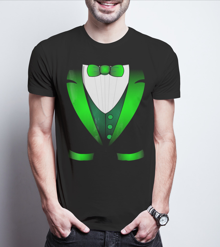 Irish St Patricks Day Leprechaun Green Tuxedo Bowtie T-Shirt