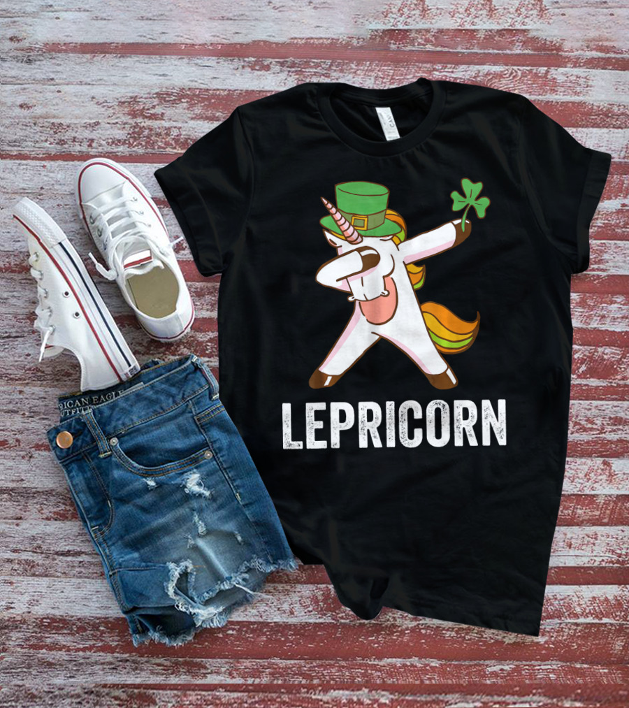 Irish Leprechaun Unicorn Dabbing Lepricorn Shamrock T-Shirt