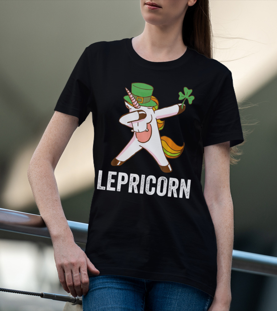 Irish Leprechaun Unicorn Dabbing Lepricorn Shamrock T-Shirt