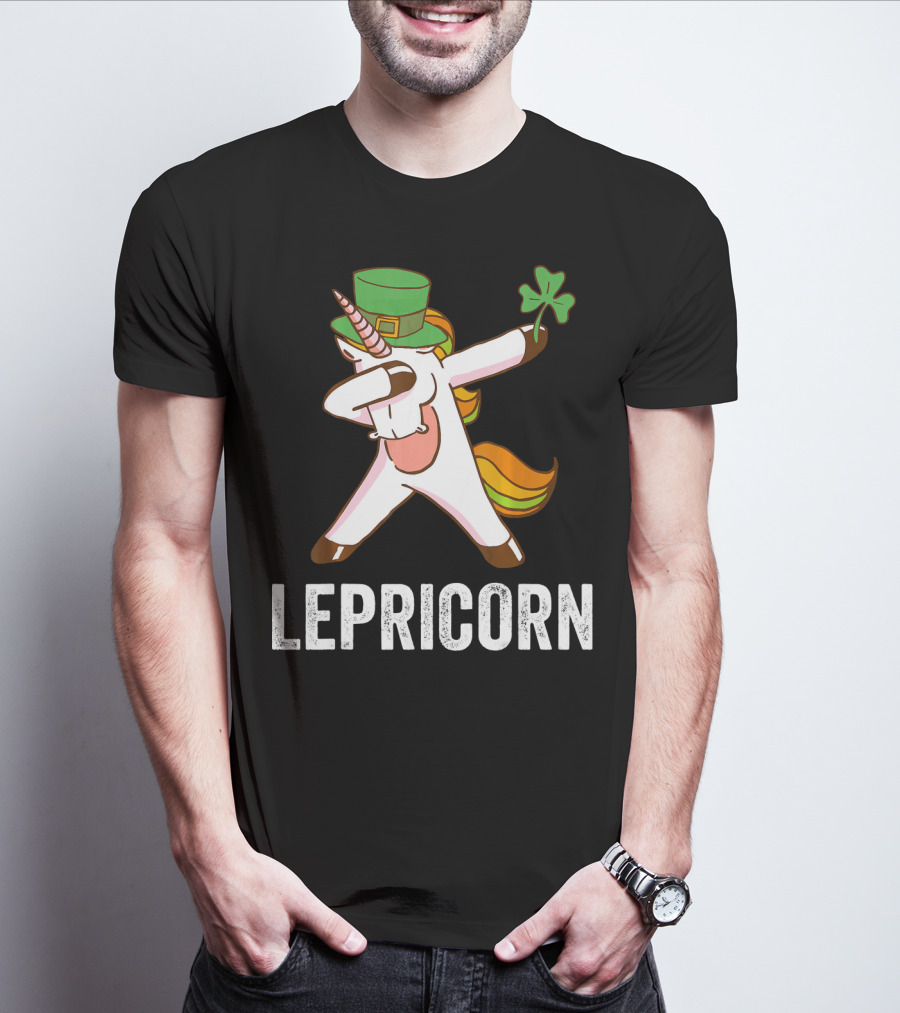 Irish Leprechaun Unicorn Dabbing Lepricorn Shamrock T-Shirt