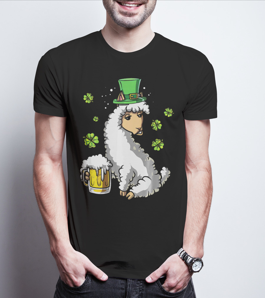 Leprechaun Sheep With Beer And Shamrocks T-Shirt