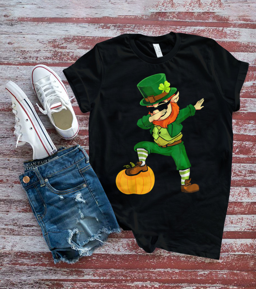 Thanksgiving Leprechaun Dabbing With Pumpkin T-Shirt