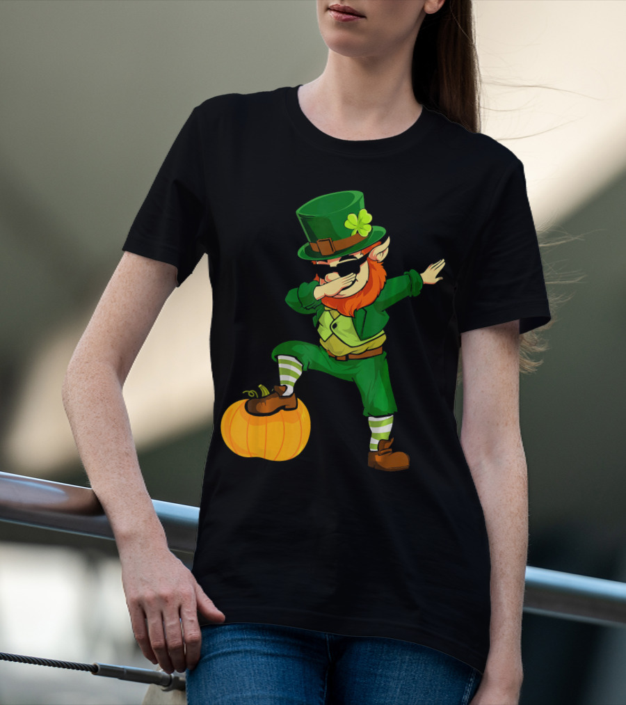 Thanksgiving Leprechaun Dabbing With Pumpkin T-Shirt