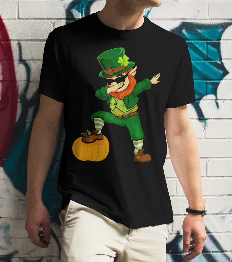 Thanksgiving Leprechaun Dabbing With Pumpkin T-Shirt