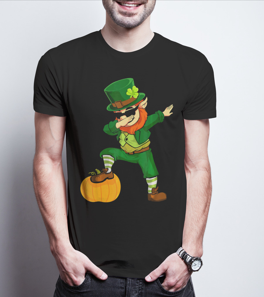 Thanksgiving Leprechaun Dabbing With Pumpkin T-Shirt