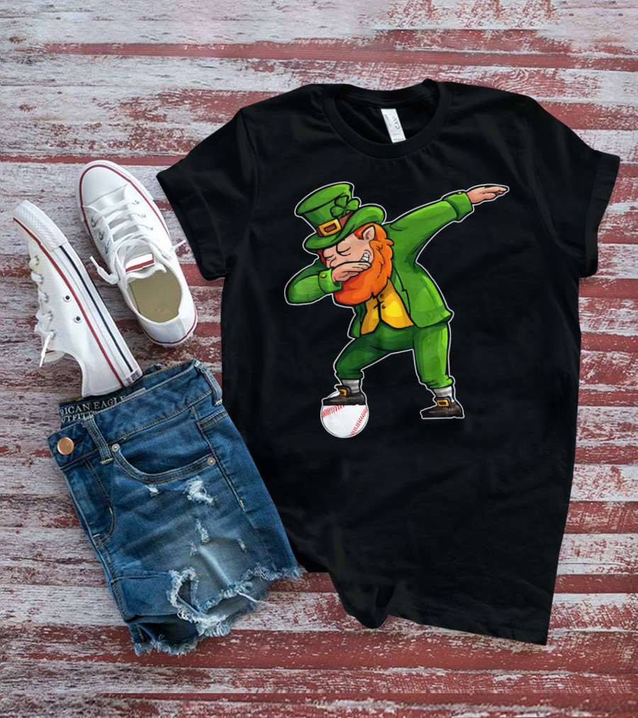 Dabbing Leprechaun On Baseball St Patricks T-Shirt
