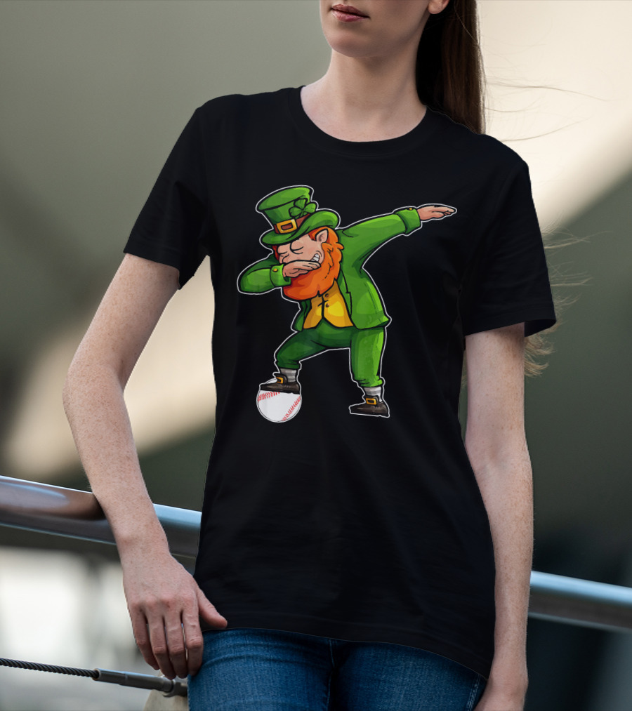 Dabbing Leprechaun On Baseball St Patricks T-Shirt