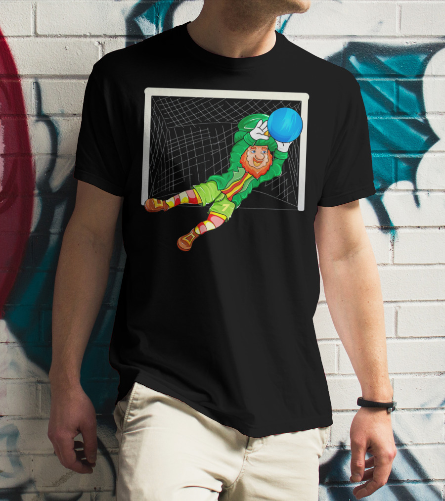 Football Soccer Keeper Leprechaun St Patrick's Goal Save T-Shirt