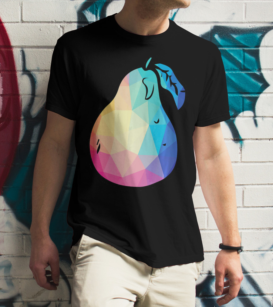 Low Poly Pear Vegetarian And Fru Geometric Colorful Polygon T-Shirt