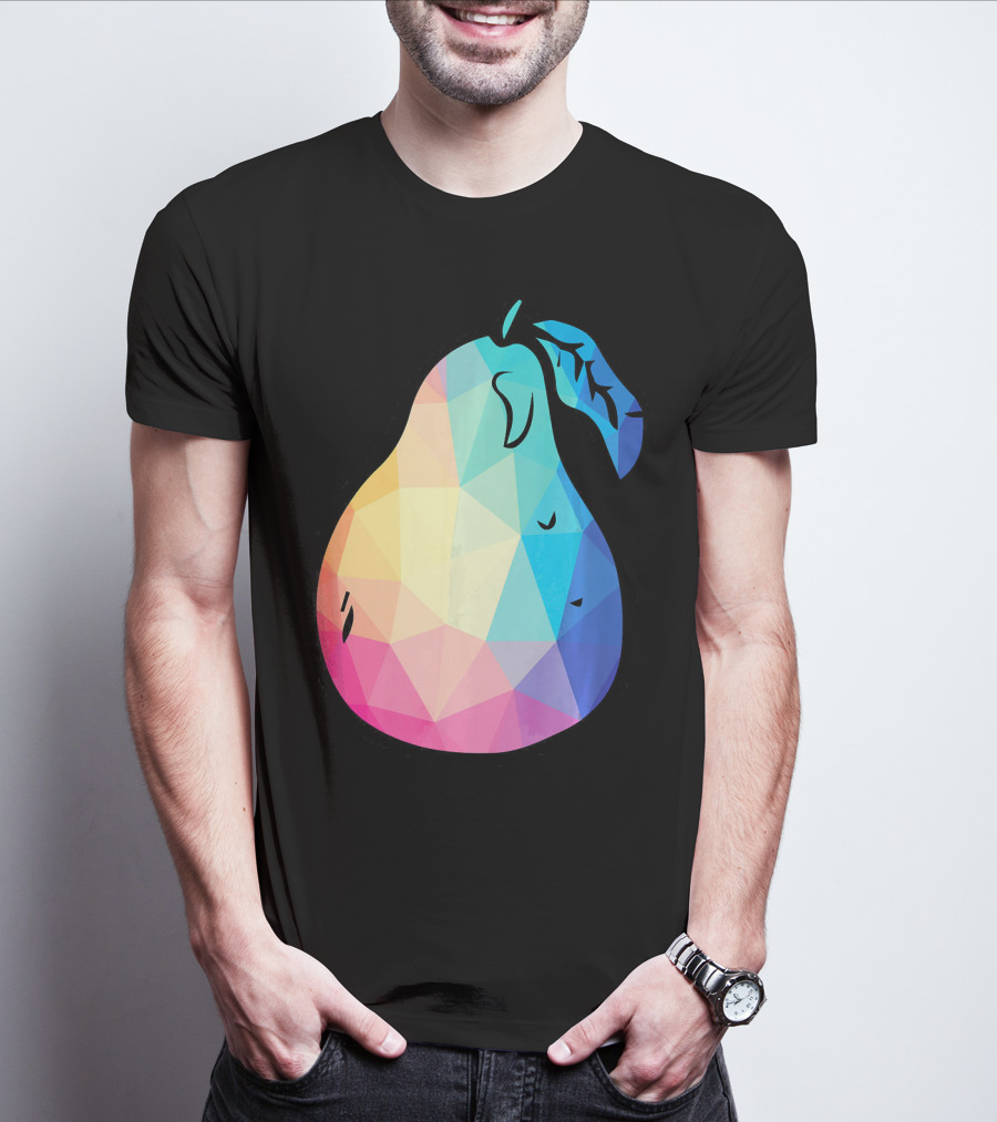 Low Poly Pear Vegetarian And Fru Geometric Colorful Polygon T-Shirt